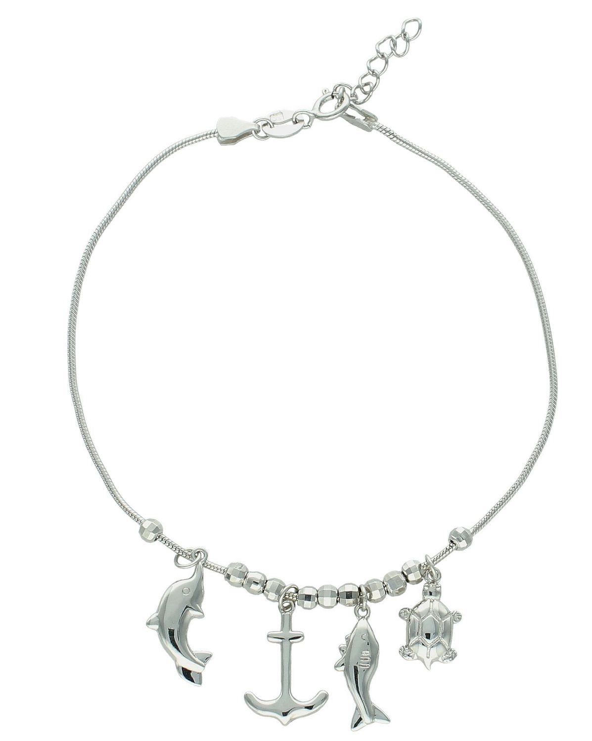 Bransoleta srebrna damska z wiszącymi elementami..jpg