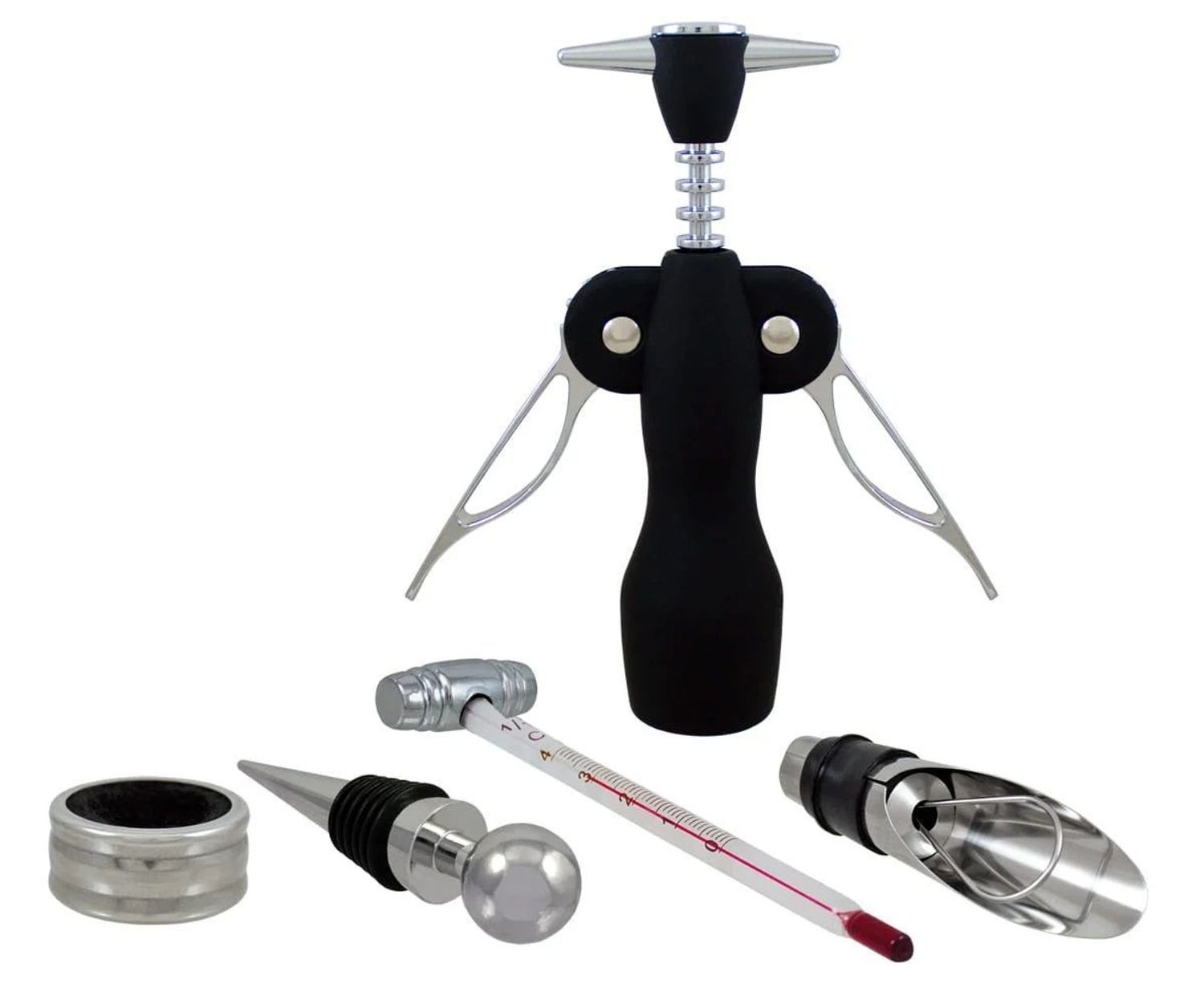 Zestaw akcesoriów do wina w pudełku 5 elementów GS029. Zestaw upominkowy do wina. Zestaw do wina na prezent. Elegancki zestaw do wina. Skórzany zestaw upominkowy do wina.  (1).jpg