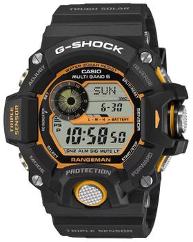 Zegarek męski CASIO G-Shock GW-9400Y-1ER Rangeman. Ten G-SHOCK GW-9400Y-1ER przypadnie do gustu osobom, które chcą mieć pewność, że sprzęt wytrzyma naprawdę wiele. Wzmocnienia chroniące przed uszkodzeniami przy wstrząsach i uderzeniach oraz jaz.jpg