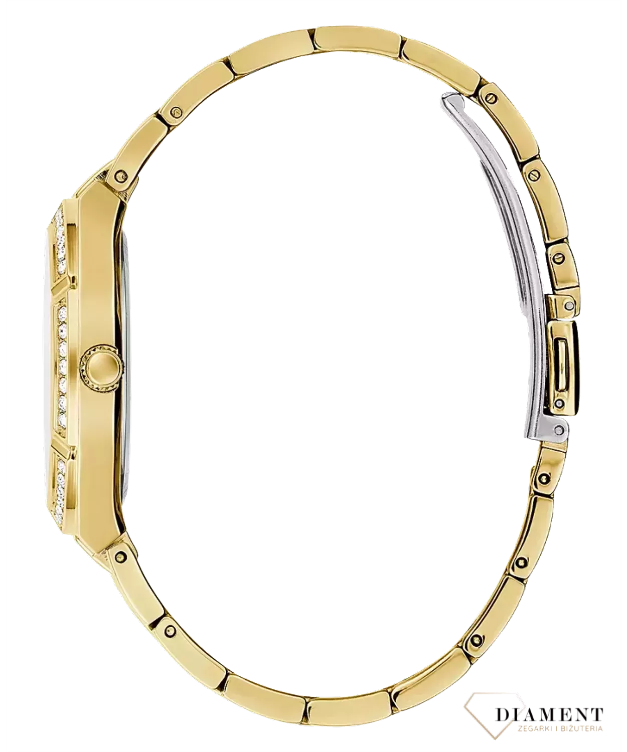 Zegarek damski Guess Cosmo GW0033L8 'Modna zieleń'. Zegarek modny Guess. Zegarki od marki guess. Darmowa dostawa. Złoty błyszczący zegarek. Produkty marki guess..webp