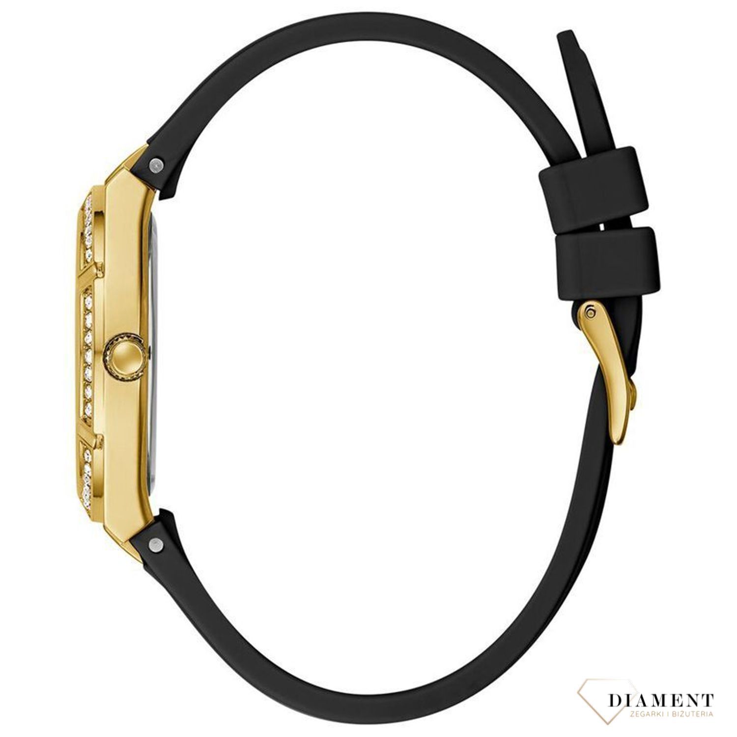 Zegarek damski GUESS Cosmo GW0034L1 ⇒ Kupuj w autoryzowanym sklepie. Damski zegarek Guess Cosmo GW0034L1 to nowoczesny model z paskiem w czarnym kolorze i złotą tarczą, w eleganckim stylu z logo Guess. Zaprasza.jpg