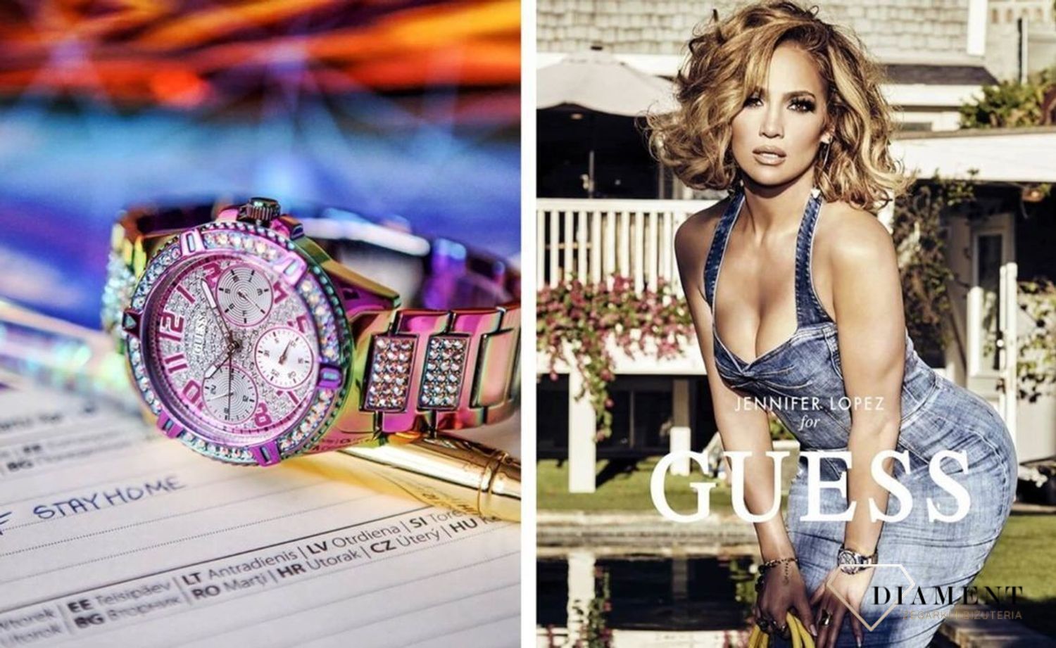 Zegarek damski Guess Jennifer Lopez GW0044L1 Guess z prawdziwym diamentem na godzinie 12. Złoty zegarek wykonany ze stali pozłacanej. ⌚ Zegarki Guess ✓ Zapraszamy do sklepu.jpg