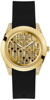 Zegarek damski GUESS Clarity GW0109L1 ⇒ Kupuj w autoryzowanym sklepie. Damski zegarek Guess Clarity GW0109L1 to nowoczesny model z paskiem w czarnym kolorze i złotą tarczą, w eleganckim stylu z błyszczącymi kry.jpg