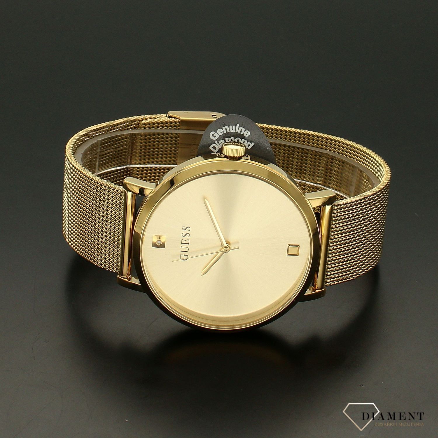Zegarek damski złoty na bransolecie GW0248G2 Guess z prawdziwym diamentem na godzinie 12..jpg