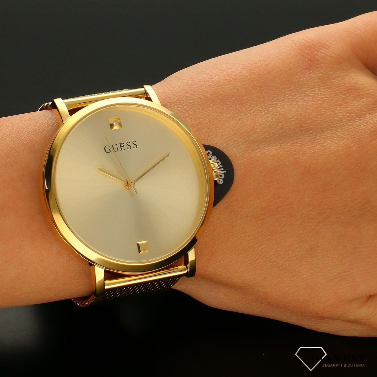 Zegarek damski złoty na bransolecie GW0248G2 Guess z prawdziwym diamentem na godzinie 12..jpg