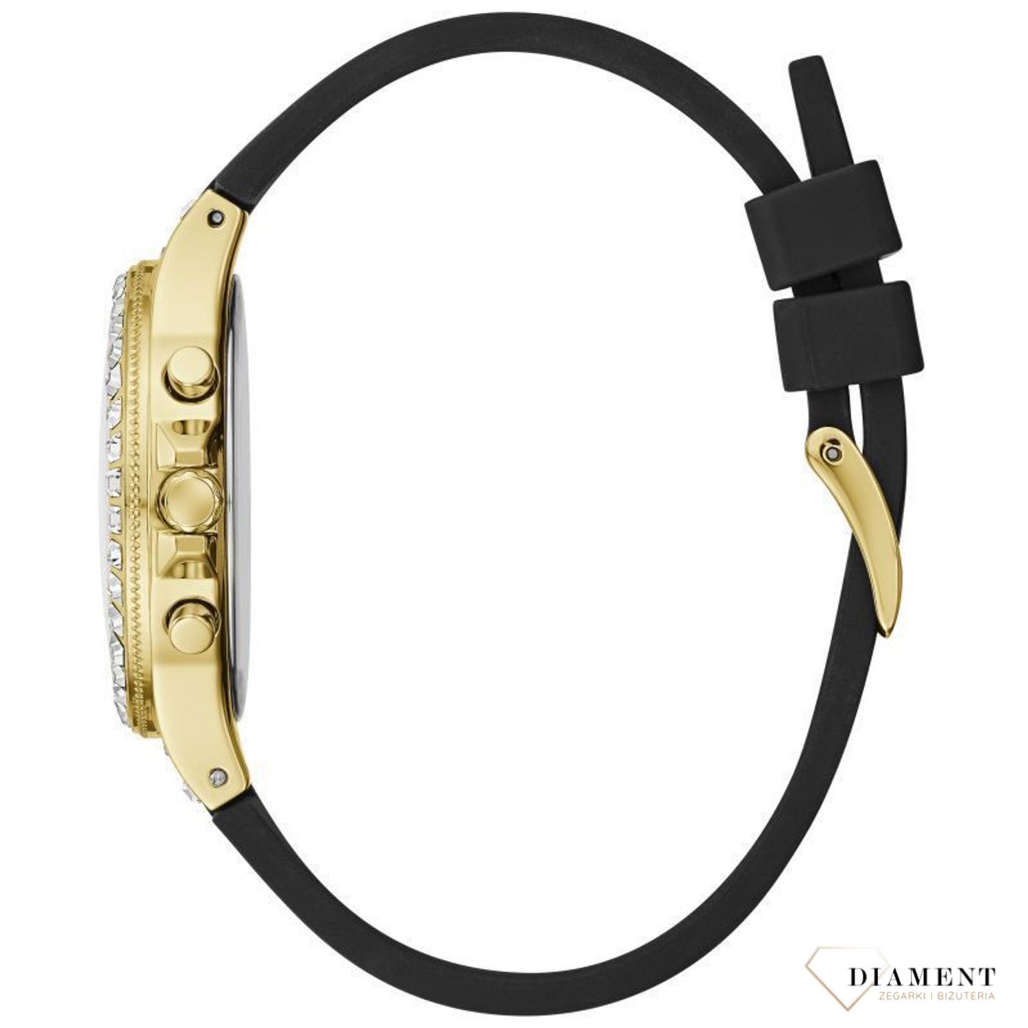 Zegarek Guess Moonlight GW0257L1 ⇒ Kupuj w autoryzowanym sklepie. Damski zegarek Guess Moonlight GW0257L1 to nowoczesny model z paskiem w czarnym kolorze i złotą tarczą, w sportowo-eleganckim stylu z błyszcząc1.jpg