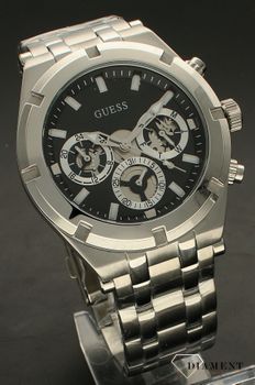 Zegarek męski srebrny Guess Sport Continental GW0260G1. Zegarek męski duży srebrny na masywnej bransolecie Guess  Sport Continental GW0260⌚ Zegarki Guess na bransolecie. Zegarek Guess w srebrnym kolorze. Zegarek Gues.jpg