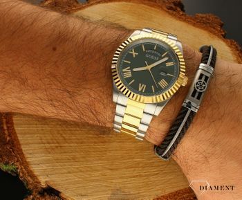 Zegarek Guess Connoisseur GW0265G8 złoty Zielona tarcza. Zegarek męski GW0265G8 na złoto- srebrnej stalowej bransolecie z datown (1).jpg