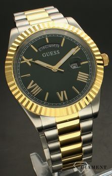 Zegarek Guess Connoisseur GW0265G8 złoty Zielona tarcza. Zegarek męski GW0265G8 na złoto- srebrnej stalowej bransolecie z datownikiem (2).jpg