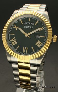 Zegarek Guess Connoisseur GW0265G8 złoty Zielona tarcza. Zegarek męski GW0265G8 na złoto- srebrnej stalowej bransolecie z datownikiem (3).jpg