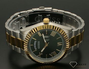 Zegarek Guess Connoisseur GW0265G8 złoty Zielona tarcza. Zegarek męski GW0265G8 na złoto- srebrnej stalowej bransolecie z datownikiem (4).jpg