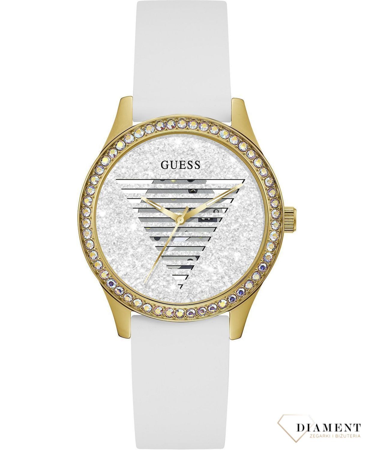Zegarek damski Guess Lady Idol 'Biały błysk' GW0530L6. Modny zegarek damski. Darmowa dostawa. Modna marka zegarków. Produkty marki guess. Modowa marka dla kobiety. Duży nowoczesny zegarek..jpg