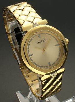 Zegarek damski GUESS GW0613L2 wykonany ze stali szlachetnej. Elegancki zegarek w złotym kolorze. Ozdobna bransoleta, delikatne błyszczące elementy na tarczy (2).jpg