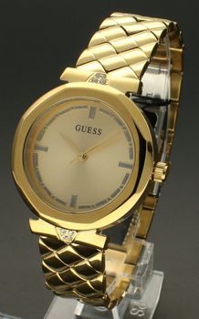 Zegarek damski GUESS GW0613L2 wykonany ze stali szlachetnej. Elegancki zegarek w złotym kolorze. Ozdobna bransoleta, delikatne błyszczące elementy na tarczy (3).jpg