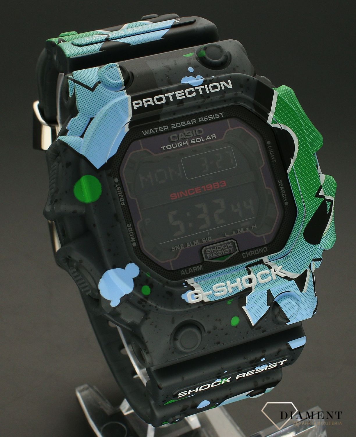 Zegarek męski Casio G-shock GX-56SS-1ER Street Spirit. Zegarek męski Casio G-SHOCK Original Street Spirit GX-56SS-1ER to dodatek o niezwykle oryginalnym i wyjątkowym designie w stylu graffiti. Urządzenie jest napędzane do działania przez solarn.jpg