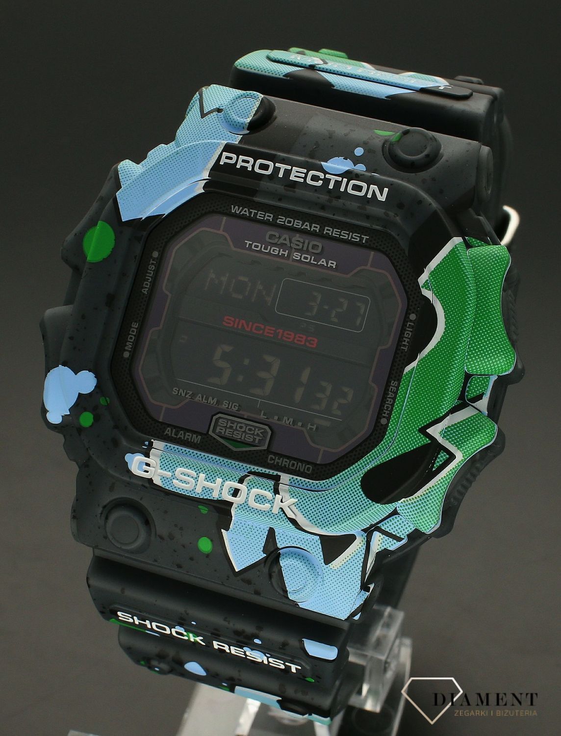 Zegarek męski Casio G-shock GX-56SS-1ER Street Spirit. Zegarek męski Casio G-SHOCK Original Street Spirit GX-56SS-1ER to dodatek o niezwykle oryginalnym i wyjątkowym designie w stylu graffiti. Urządzenie jest napędzane do działania przez solarn.jpg