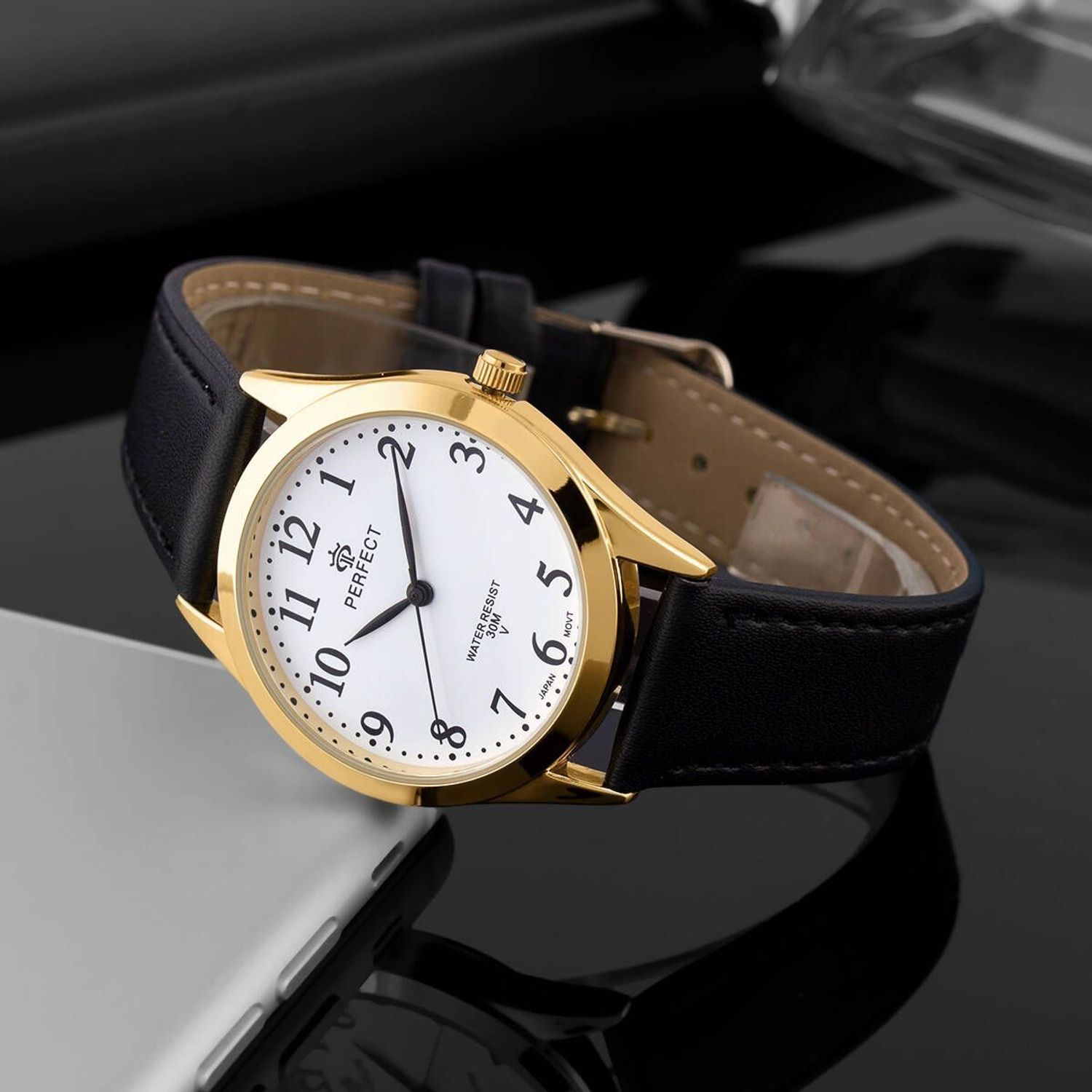 Zegarek damski Perfect GX004-11 na czarnym pasku . Damski zegarek Perfect. Zegarek damski na czarnym pasku. Zegarek damski klasyczny. Zegarek damski na prezent. Zegarek z wyraźną tarcza.  (2).jpg