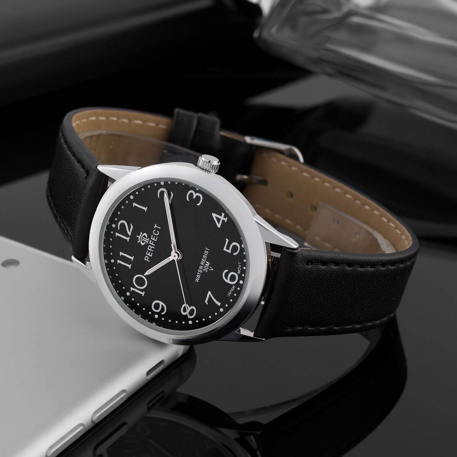 Zegarek męski Perfect GX010-05 na czarnym pasku GX010-05. Męski zegarek Perfect. Zegarek męski na czarnym pasku. Zegarek męski klasyczny. Zegarek męski na prezent. Zegarek z wyraźną tarcza.  (3).jpg