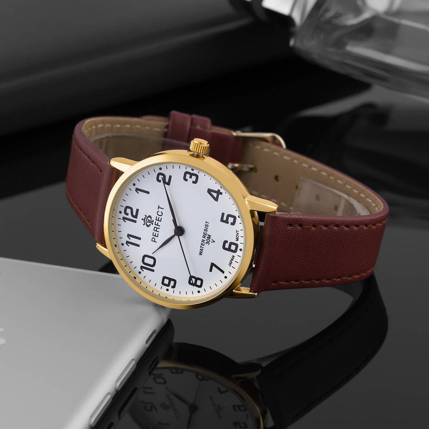 Zegarek damski Perfect GX093-12 na brązowym pasku Damski zegarek Perfect. Zegarek damski na brązowym pasku. Zegarek damski klasyczny. Zegarek damski na prezent (1).jpg