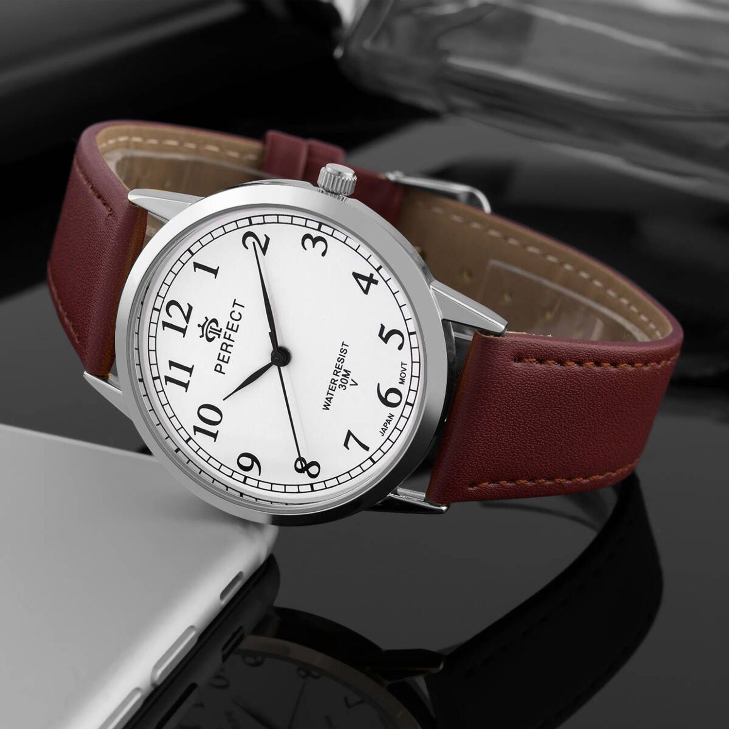 Zegarek męski Perfect GX411-02 na brązowym pasku (3).jpg