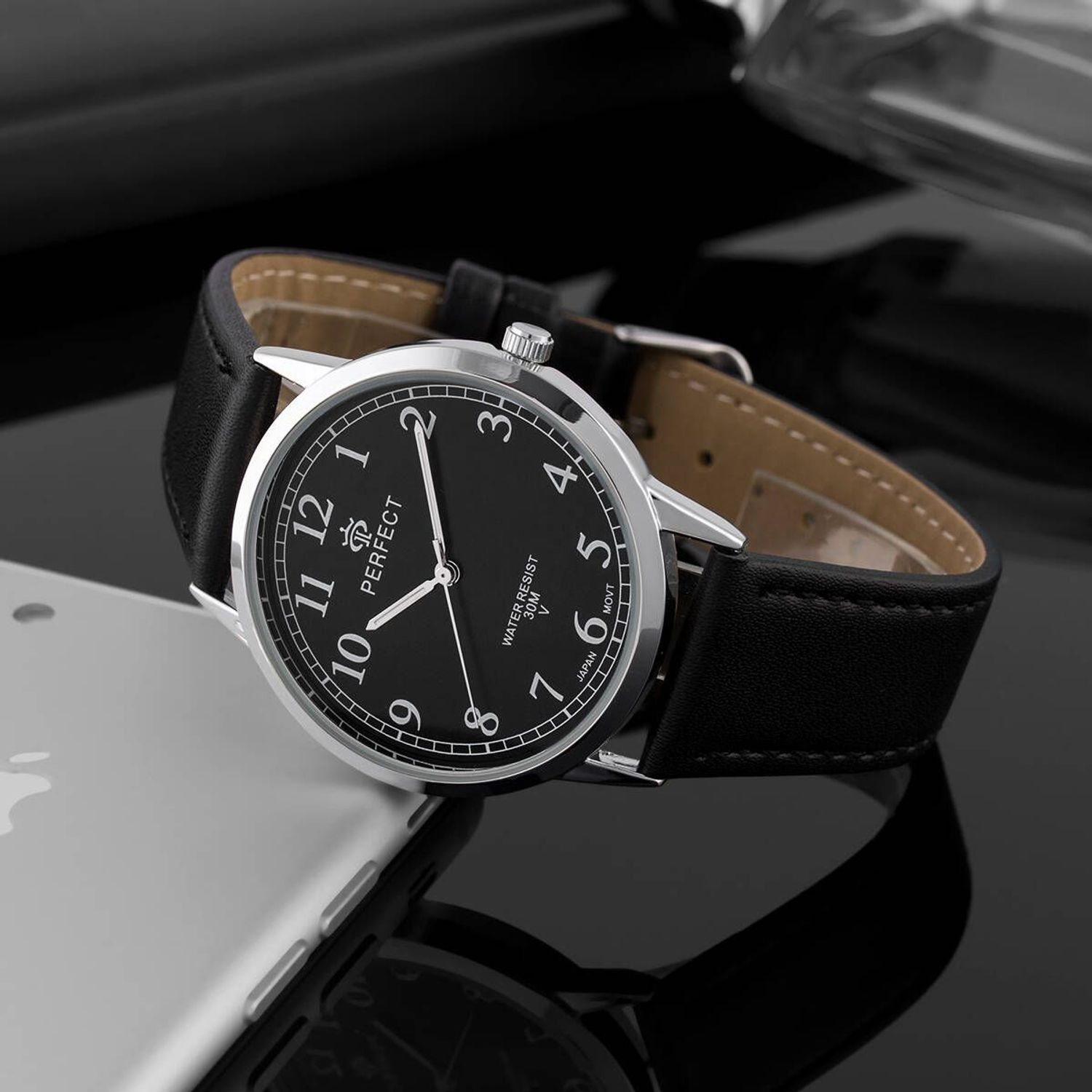 Zegarek męski Perfect GX411-05 na czarnym pasku. Męski zegarek Perfect. Zegarek męski na czarnym pasku. Zegarek męski klasyczny. Zegarek męski na prezent. Zegarek z wyraźną tarcza.  (3).jpg
