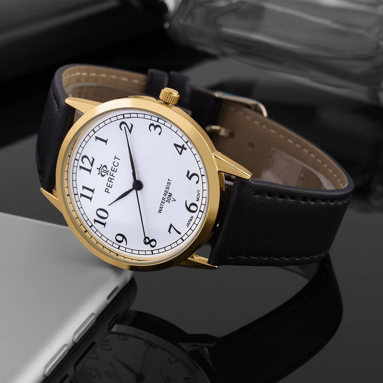 Zegarek męski Perfect GX411-11 na czarnym pasku. Męski zegarek Perfect. Zegarek męski na czarnym pasku. Zegarek męski klasyczny. Zegarek męski na prezent. Zegarek z wyraźną tarcza (2).jpg