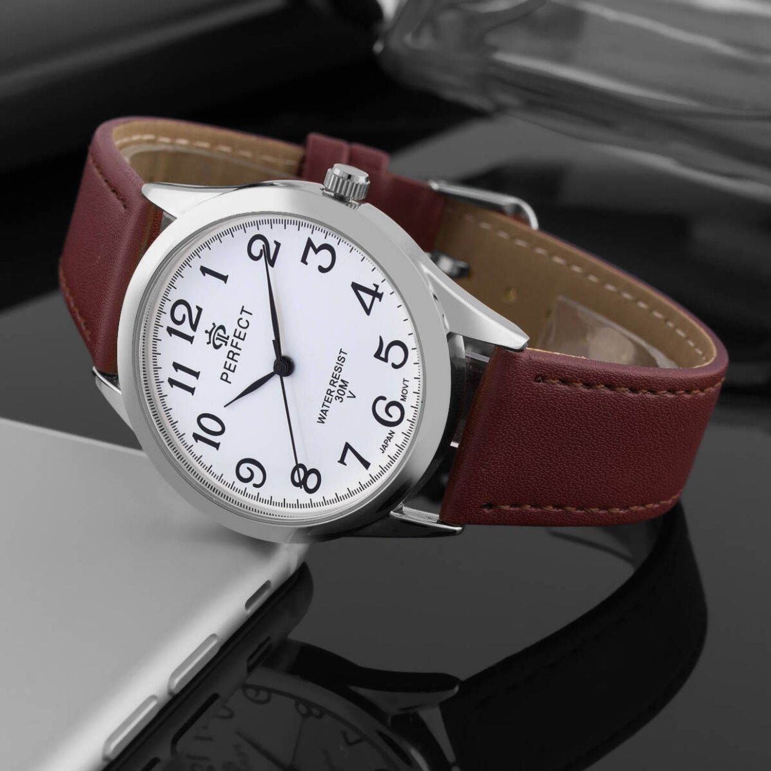 Zegarek męski Perfect GX418-02 na brązowym pasku (1).jpg