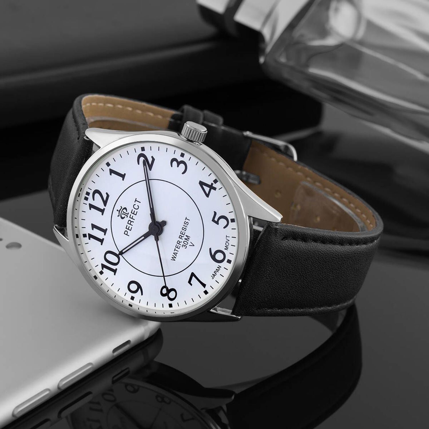 Zegarek męski Perfect GXB141-01 na czarnym pasku duża tarcza (2).jpg