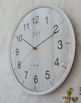 Zegar ścienny jasno szary, płynący sekundnik JVD HA17.1 Nowoczesny zegar w szarym kolorze. Zegary do nowoczesnego wnętrza. Zegary ścienne. Prezent na parapetówkę. Zegar do domu. Zegary na ścianę do domu (1).JPG