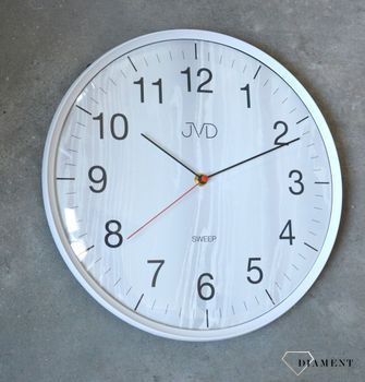 Zegar ścienny jasno szary, płynący sekundnik JVD HA17.1 Nowoczesny zegar w szarym kolorze. Zegary do nowoczesnego wnętrza. Zegary ścienne. Prezent na parapetówkę. Zegar do domu. Zegary na ścianę do domu (3).JPG