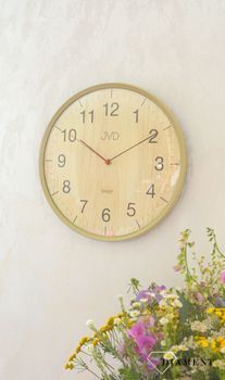 Zegar ścienny jasnobrązowy płynący sekundnik JVD HA17.2 Nowoczesny zegar imitacja drewna. Zegary do nowoczesnego wnętrza. Zegary ścienne. Prezent na parapetówkę (2).JPG