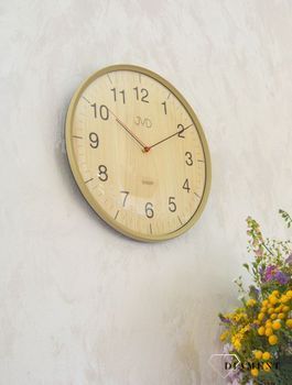 Zegar ścienny jasnobrązowy płynący sekundnik JVD HA17.2 Nowoczesny zegar imitacja drewna. Zegary do nowoczesnego wnętrza. Zegary ścienne. Prezent na parapetówkę (4).JPG