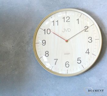 Zegar ścienny jasnobrązowy płynący sekundnik JVD HA17.2 Nowoczesny zegar imitacja drewna. Zegary do nowoczesnego wnętrza. Zegary ścienne. Prezent na parapetówkę (6).JPG