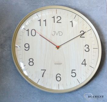 Zegar ścienny jasnobrązowy płynący sekundnik JVD HA17.2 Nowoczesny zegar imitacja drewna. Zegary do nowoczesnego wnętrza. Zegary ścienne. Prezent na parapetówkę (8).JPG