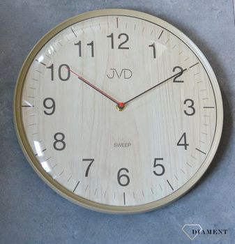 Zegar ścienny jasnobrązowy płynący sekundnik JVD HA17.2 Nowoczesny zegar imitacja drewna. Zegary do nowoczesnego wnętrza. Zegary ścienne. Prezent na parapetówkę (9).JPG