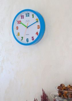 Zegar ścienny dla dziecka niebieski JVD to bardzo czytelny zegar na ścianę do pokoju dziecięcego który ułatwi naukę godzin maluchowi oraz starszakom. Zegar do pokoju dziecięcego niebieski. Prezent dla dziecka (1).JPG