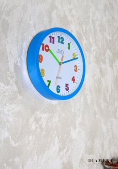 Zegar ścienny dla dziecka niebieski JVD to bardzo czytelny zegar na ścianę do pokoju dziecięcego który ułatwi naukę godzin maluchowi oraz starszakom. Zegar do pokoju dziecięcego niebieski. Prezent dla dziecka (4).JPG