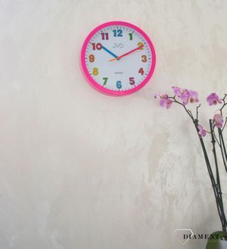 Zegar ścienny dla dziecka różowy JVD HA46.2 🕰 Zegar ścienny dla dziecka różowy JVD to bardzo czytelny zegar na ścianę do pokoju dziecięcego który ułatwi naukę godzin maluchowi oraz starszakom (6).JPG