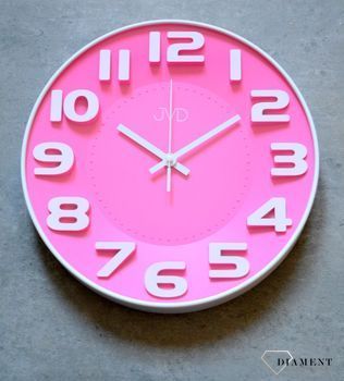 Zegar ścienny różowy dla dziewczynki JVD HA5848.3 Zegar na ścianę do pokoju róż ✓Zegary ścienne ✓Zegar ścienny do salonu do zegary do kuchni zegar dla dziecka (5).JPG