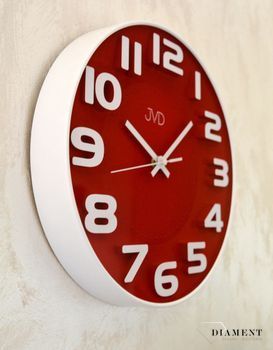 Zegar ścienny JVD intensywna czerwień HA5848.4 Zegar na ścianę do pokoju czerwony ✓Zegary ścienne ✓Zegar ścienny do salonu do zegary do kuchni zegar dla dziecka (2).JPG