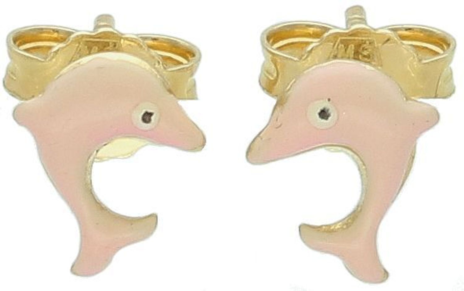 Kolczyki złote 585 delfinki różowa emalia HB0044G14K Kolczyki złote 585 delfinki różowa emalia HB0044G14K. Złote kolczyki wykonane z wysokiej jakości żółtego złota, próba 585. 1.jpg