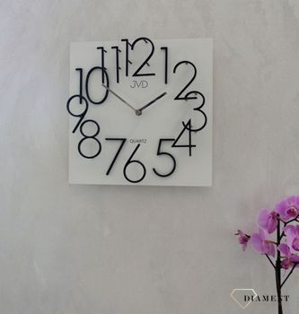 Zegar ścienny kwadratowy biały 3D czarne cyfry JVD HB24.3 ✓Zegary ścienne✓ Zegar ścienny 3D✓ Nowoczesne zegary (10).JPG