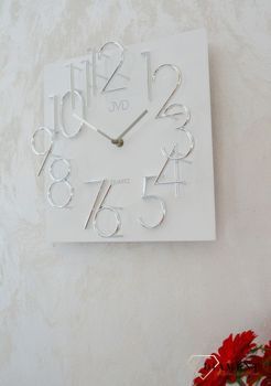 Zegar ścienny kwadratowy biały 3D srebrne cyfry JVD H (1).JPG
