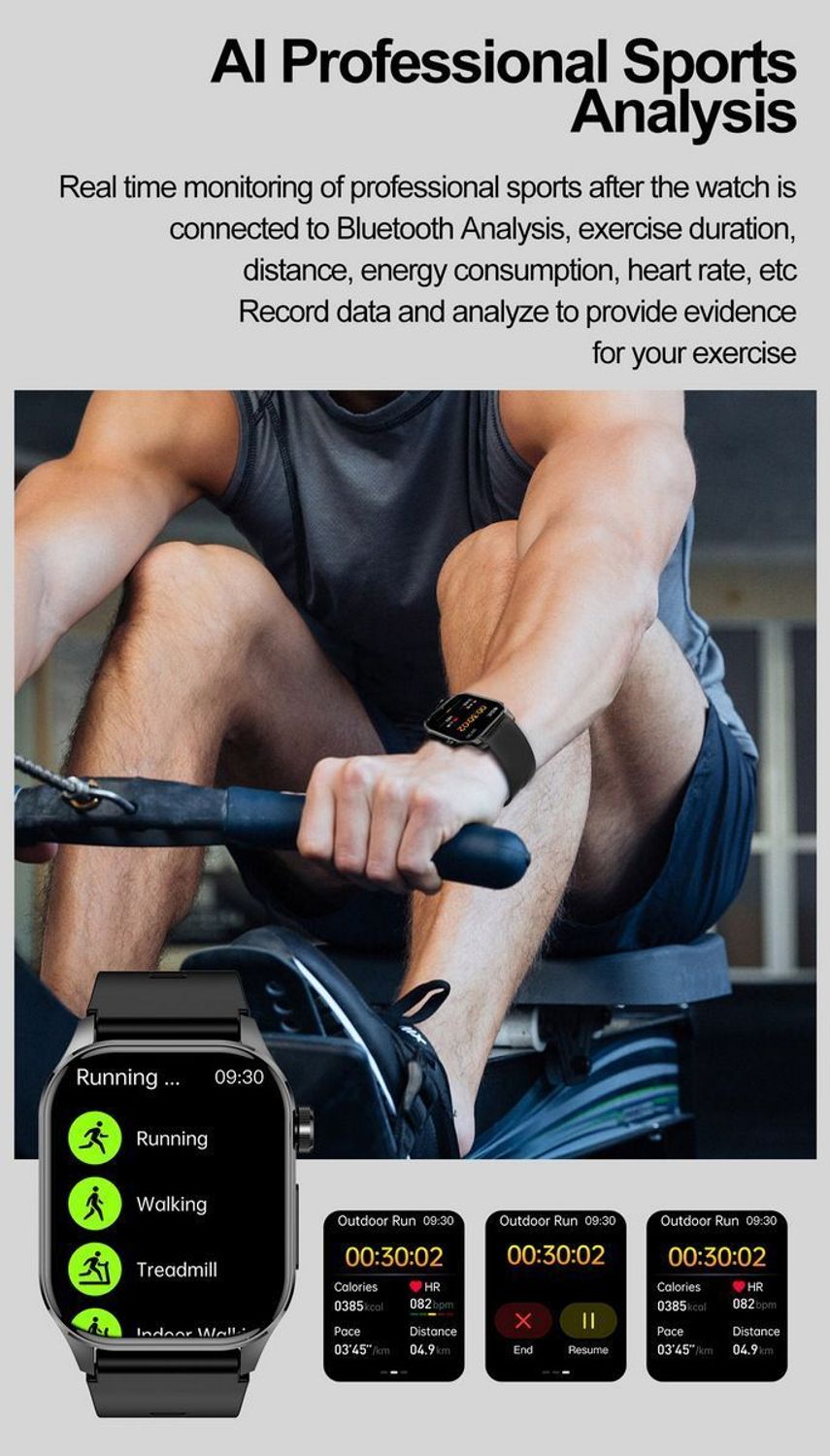 Odkryj Smartwatch HB30 z ekranem AMOLED 2.04”, funkcjami EKG, glukozy, SpO₂ i 100+ trybami sportowymi. Wodoszczelność IP68, aplikacja H Band, język polski.333.jpg