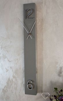 Zegar ścienny szary JVD słupek Prosty styl HC26.3. Zegar ścienny 3D szary zegar HC26.3. Elegancki zegar na korytarz. Nowoczesny zegar do kuchni. Minimalistyczny zegar szary. Szare zegary na ścianę.  (3).JPG