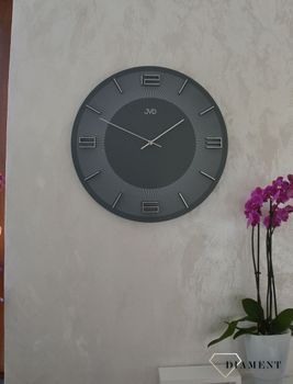 Zegar na ścianę JVD okrągły drewniany w kolorze szarym HC33.1 ✅ Nowoczesny zegar na ścianę w okrągłym kształcie w szarym kolorze. ✅ (10).JPG
