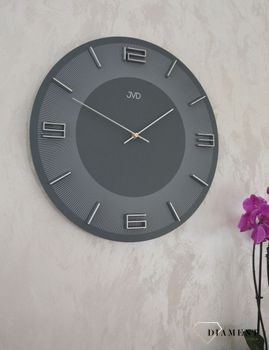 Zegar na ścianę JVD okrągły drewniany w kolorze szarym HC33.1 ✅ Nowoczesny zegar na ścianę w okrągłym kształcie w szarym kolorze. ✅ (2).JPG