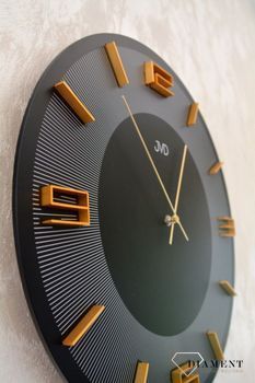 Zegar na ścianę JVD okrągły drewniany w kolorze czarnym HC33.2. Zegar ścienny drewniany JVD (1).JPG