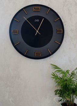 Zegar na ścianę JVD okrągły drewniany w kolorze czarnym HC33.2. Zegar ścienny drewniany JVD (2).JPG