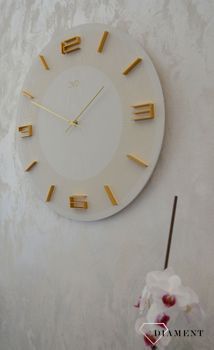 Zegar na ścianę JVD okrągły drewniany w kolorze beżowym HC33.3 ✅ Nowoczesny zegar na ścianę w okrągłym kształcie w beżowym kolorze (1).JPG